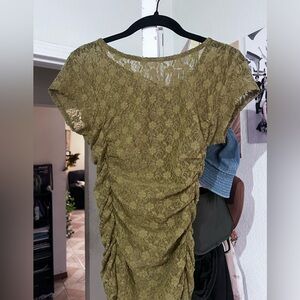 Free People Olive Green Lace Top!